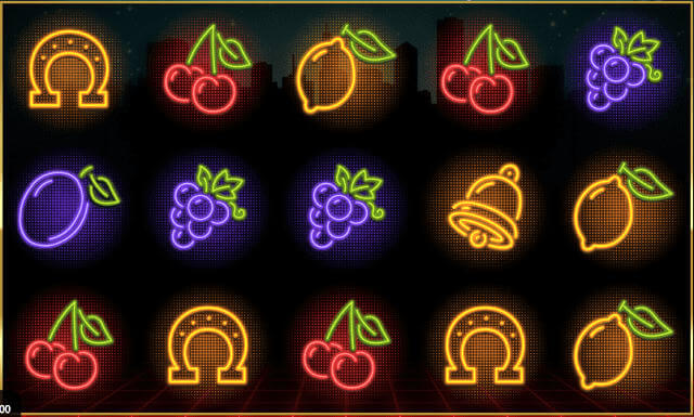 Neon fruit cityscape