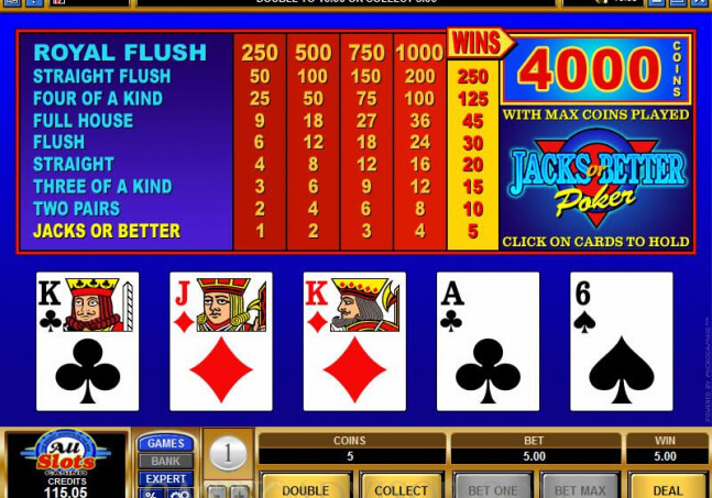 Jacks or better video poker