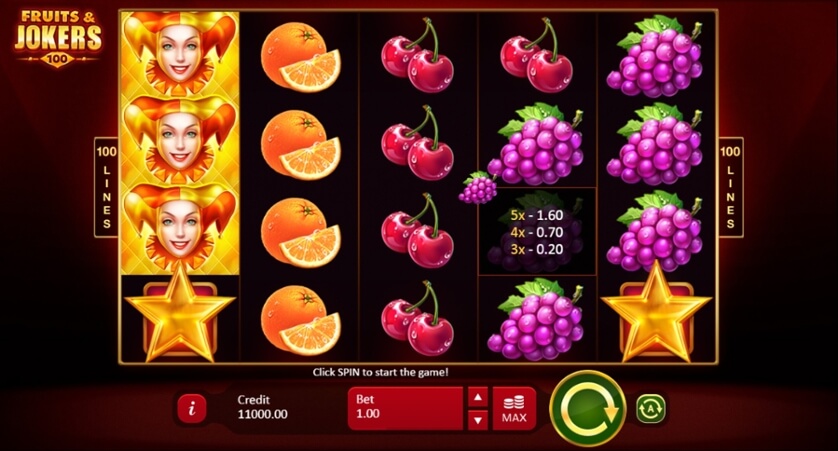 Fruits & jokers: 100 lines