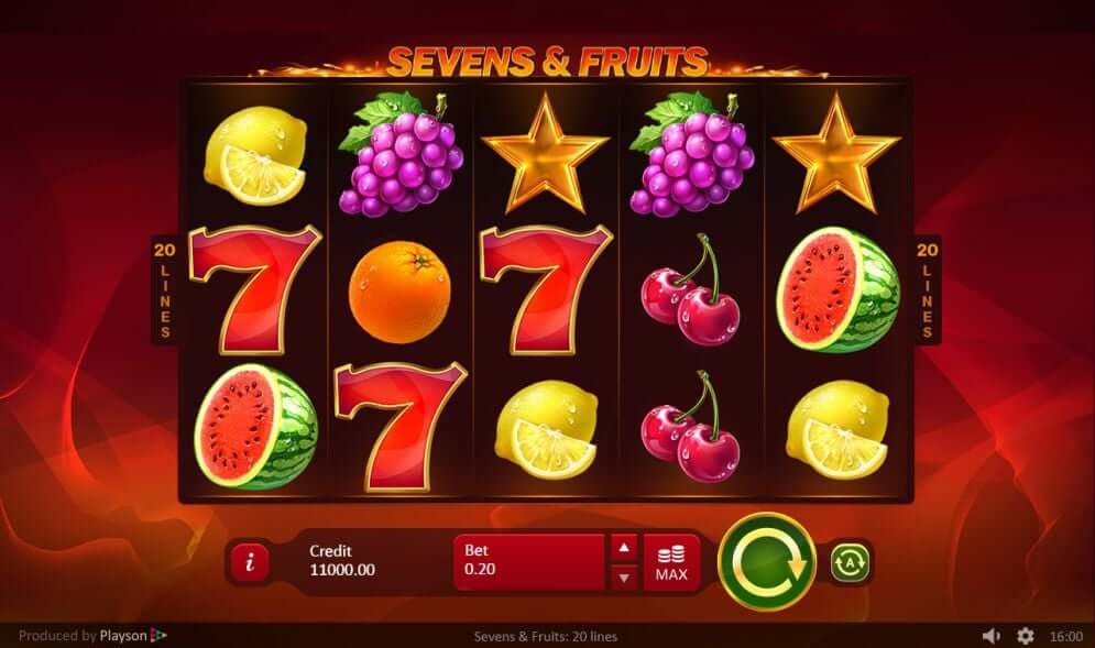 Sevens & fruits: 20 lines