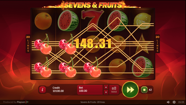 Sevens & fruits: 20 lines