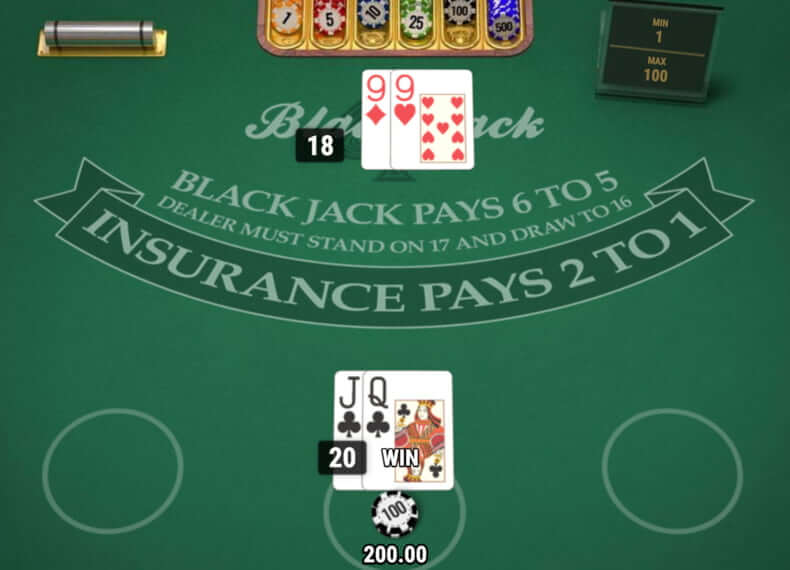 Single deck blackjack mh