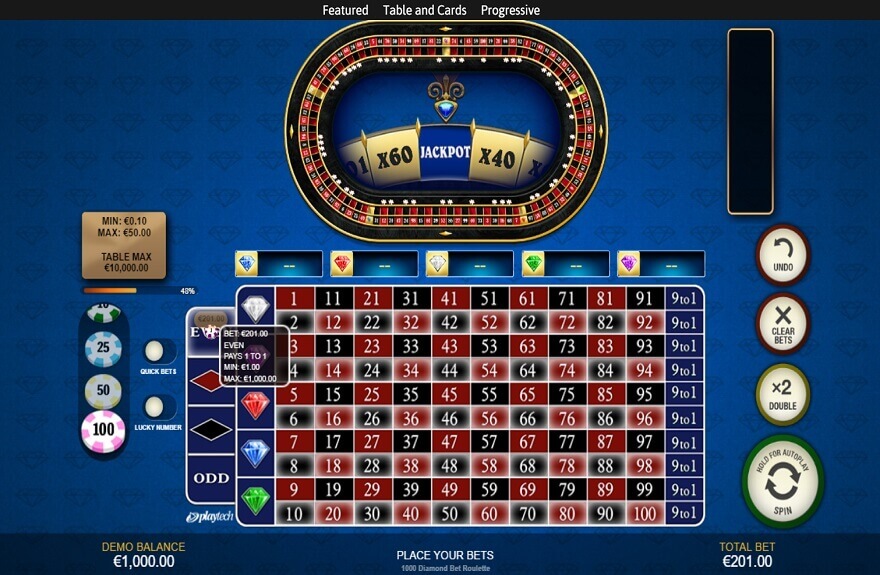 1000 diamond bet roulette