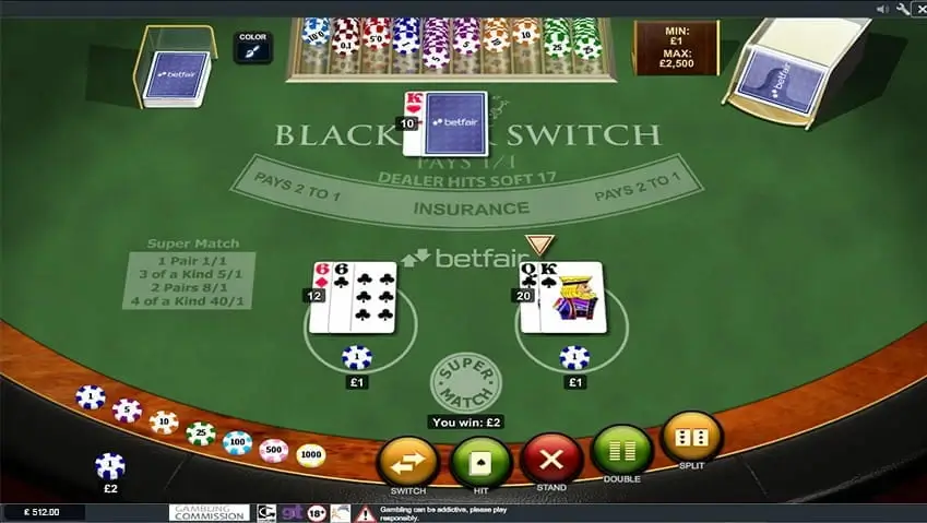 Blackjack switch