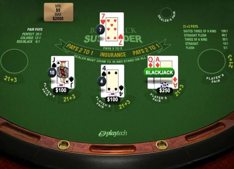 Blackjack surrender