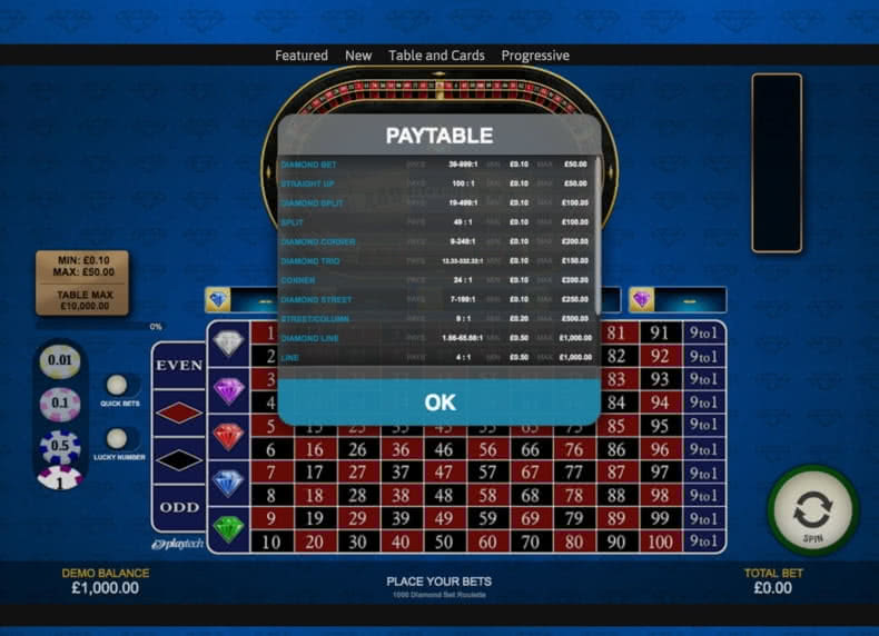 1000 diamond bet roulette